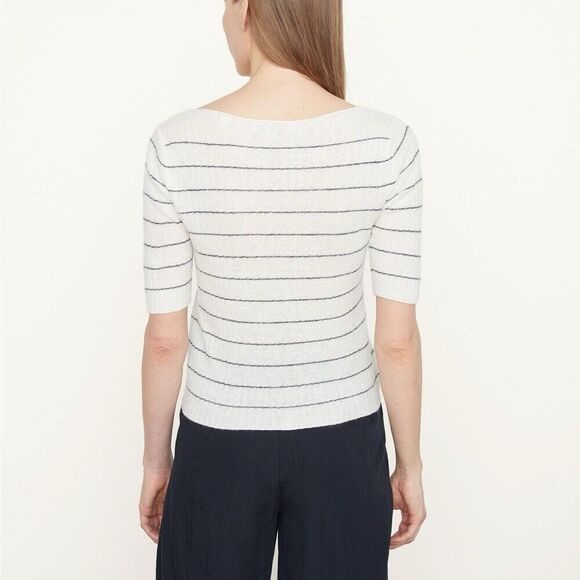 Vince Stripe Ribbed Linen-Cashmere‎ XS Sweater NWT $265 - Picture 4 of 9